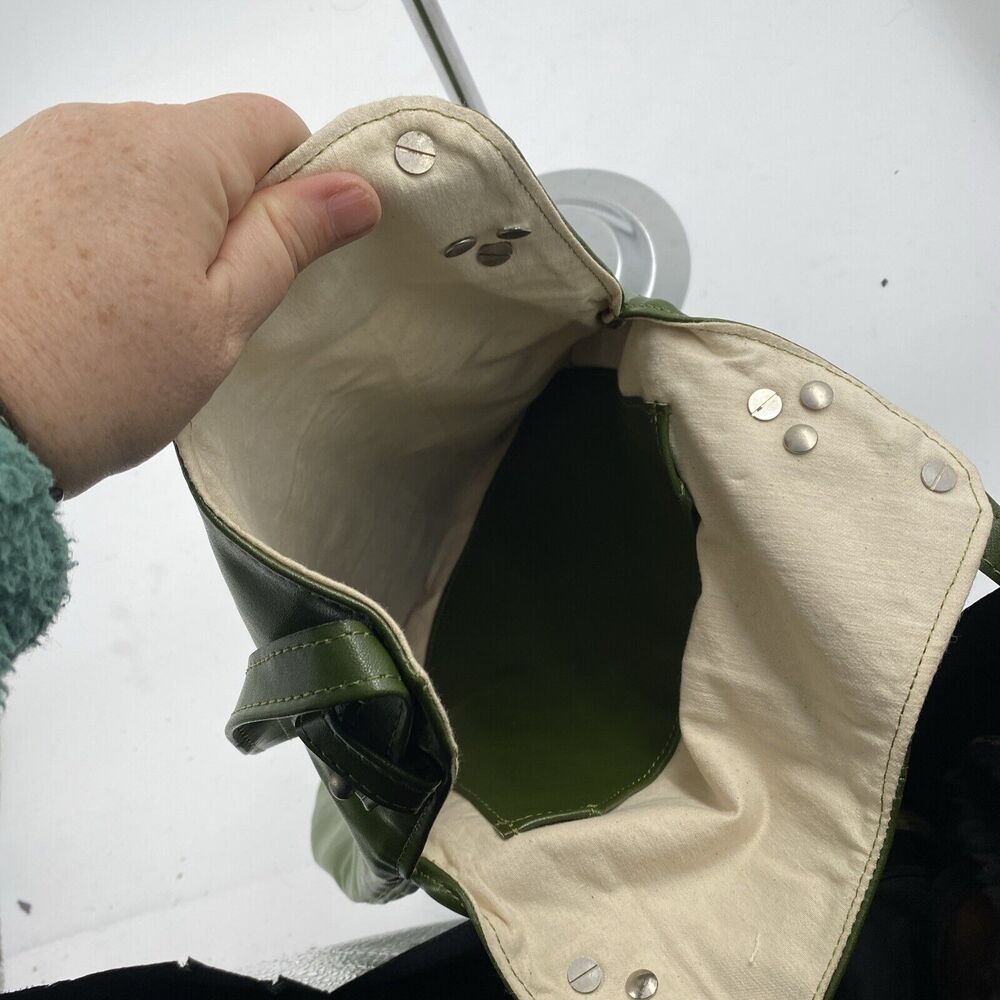 Rafeal Adon Leather Shoulder Bag Olive Green Saddle Bag Boho Minimalist - Picture 8 of 11